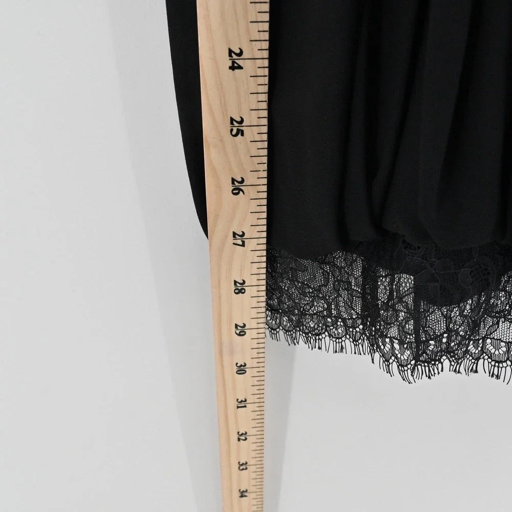BCBGMAXAZRIA Kore Lace Strapless Mini Dress Size XS Black Goth Ruched Bubble Hem